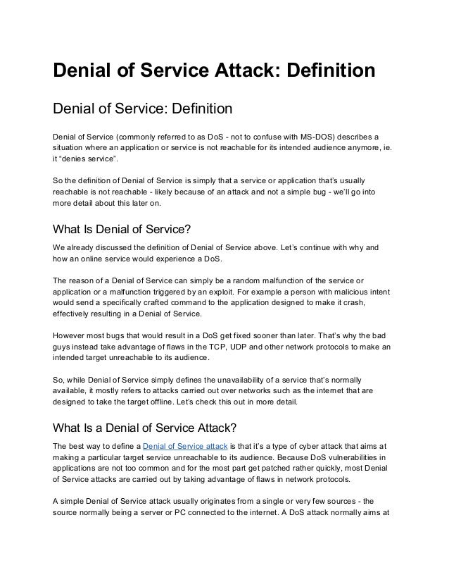 Denial of Service Attack Definition