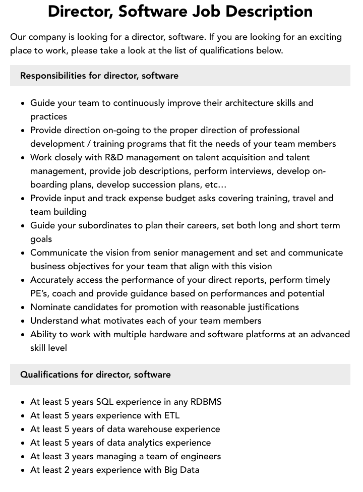 Director of Software Jobs Available Now