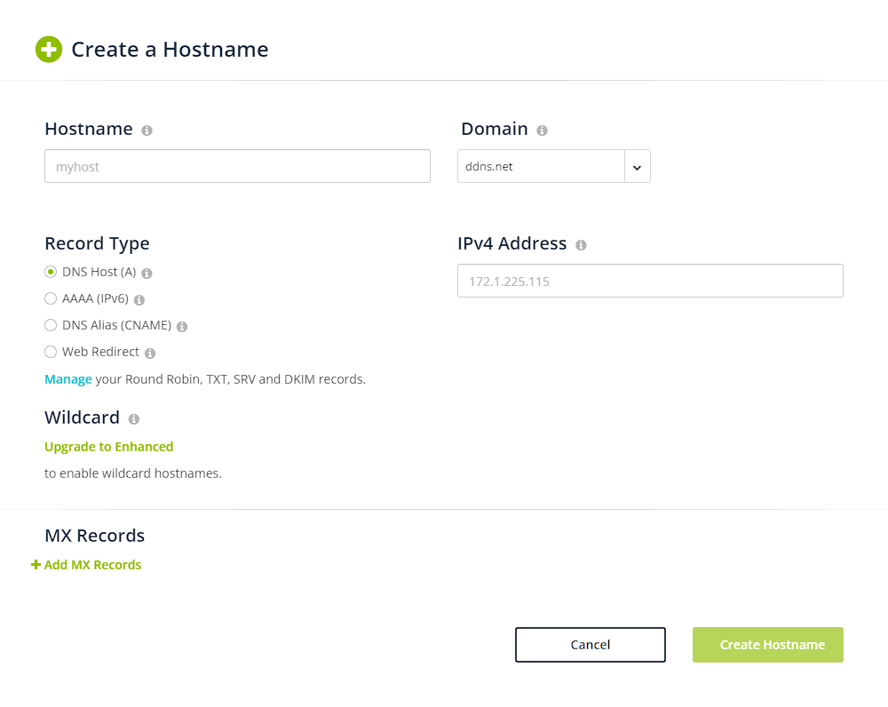Dynamic DNS Hostname Setup